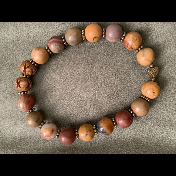 Handmade Jewelry - Beautiful handmade Wood and Earth Beads SZ 7.5”